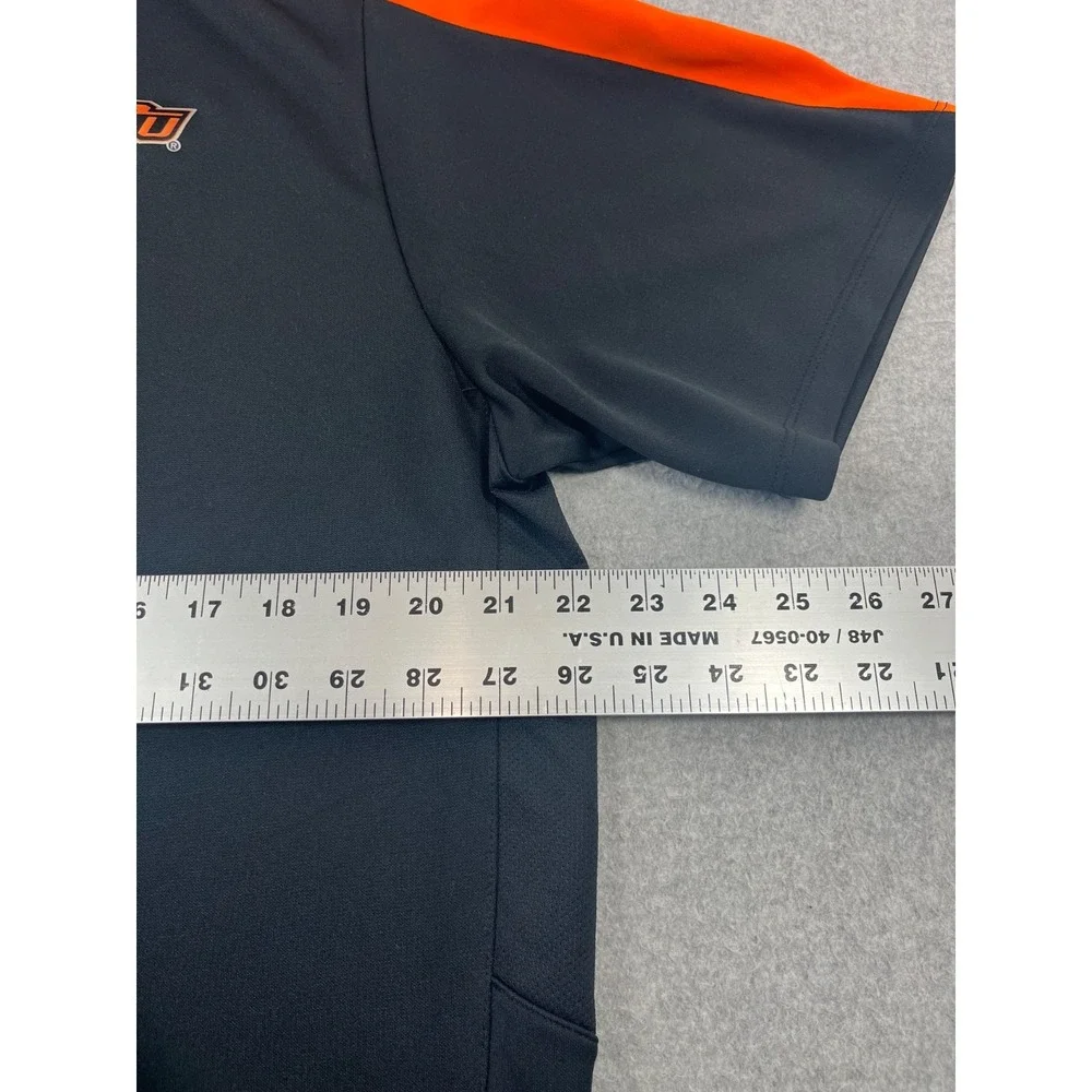 Oklahoma State University Polo Shirt Mens L Black Nike Dri Fit OSU Cowboys